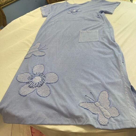 Mimi Cotton VTG Lagenlook Art To Wear Blue Beach Dress Size XL - Picture 1 of 8